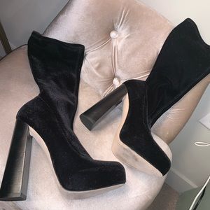 Alexander Wang Velvet Tall Ankle Platform Boots